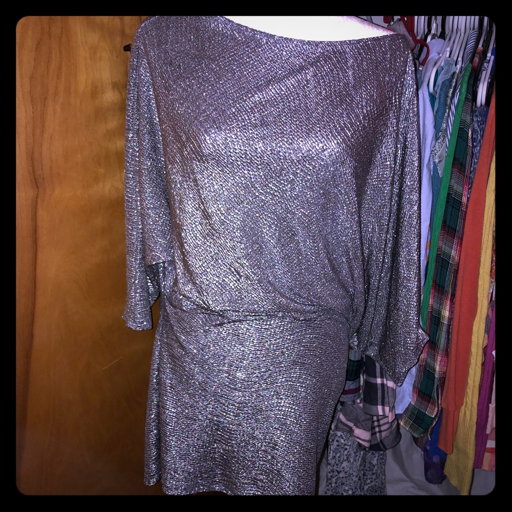 Silver Off the Shoulder Mini Dress